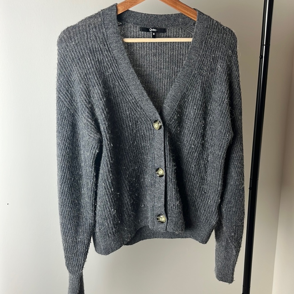 Quince cropped merino wool and baby alpaca cardigan size m